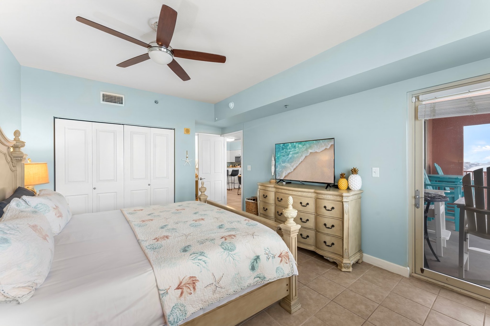 Primary bedroom with king bed
