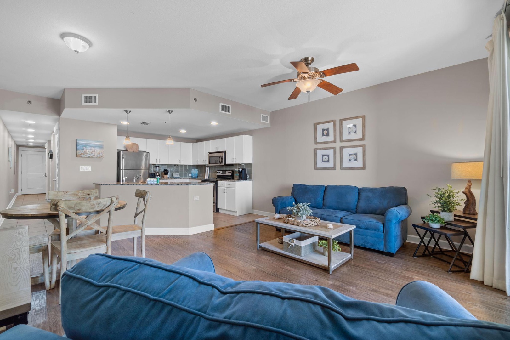 Living room and kitchen area