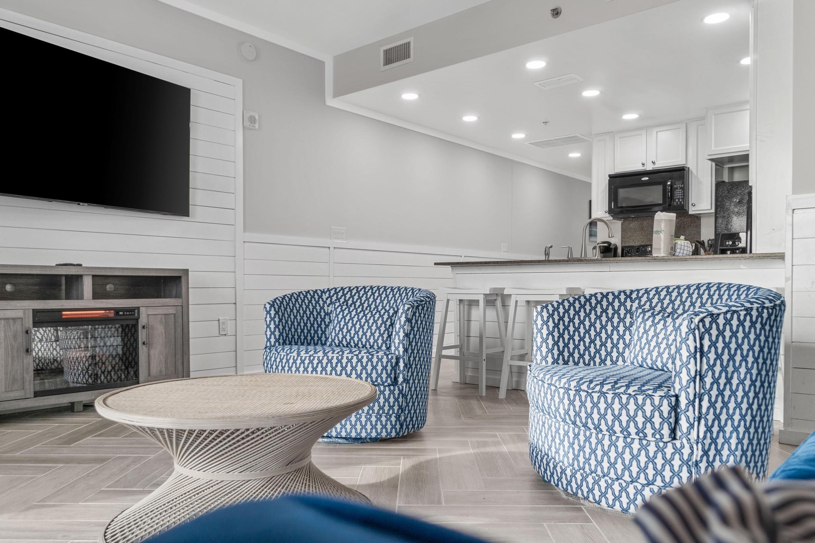 Living room area with balcony access