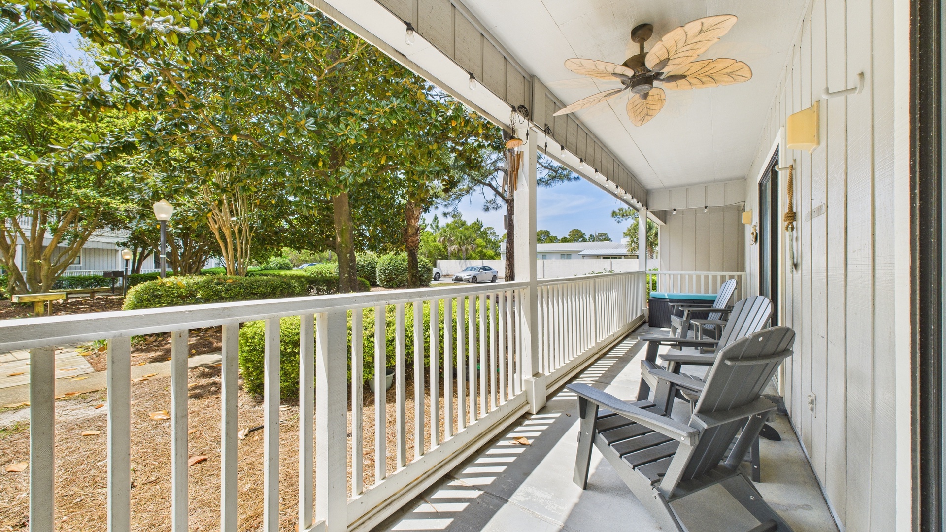 Deck with ample seating and a beautiful view