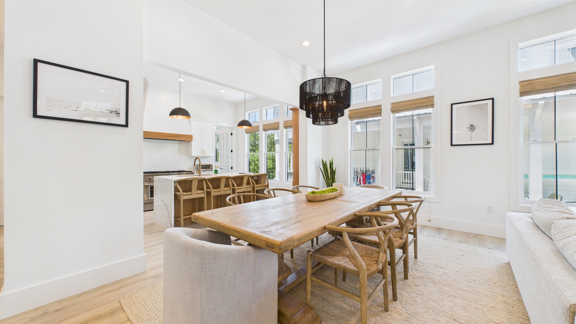 Huge dining table in living area