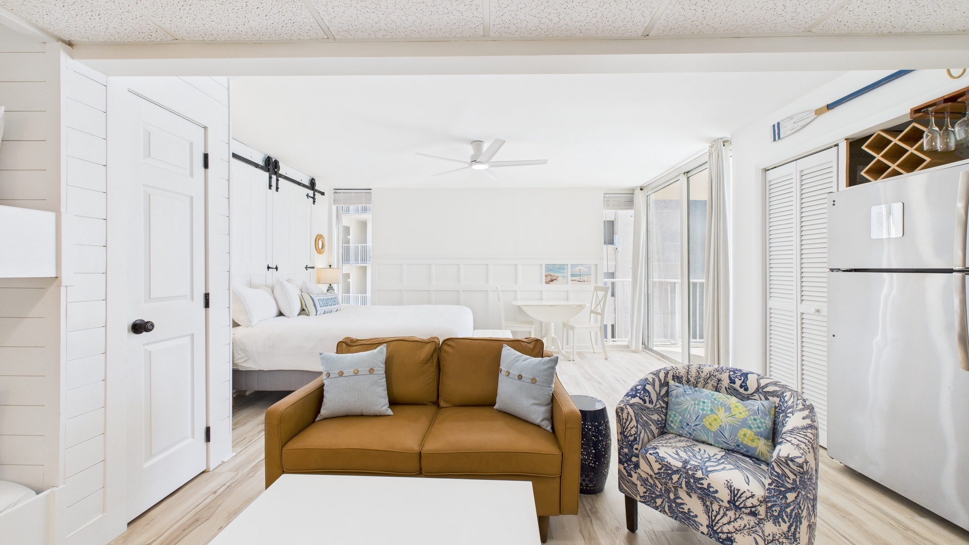 Living area with stylish furnishings and TV