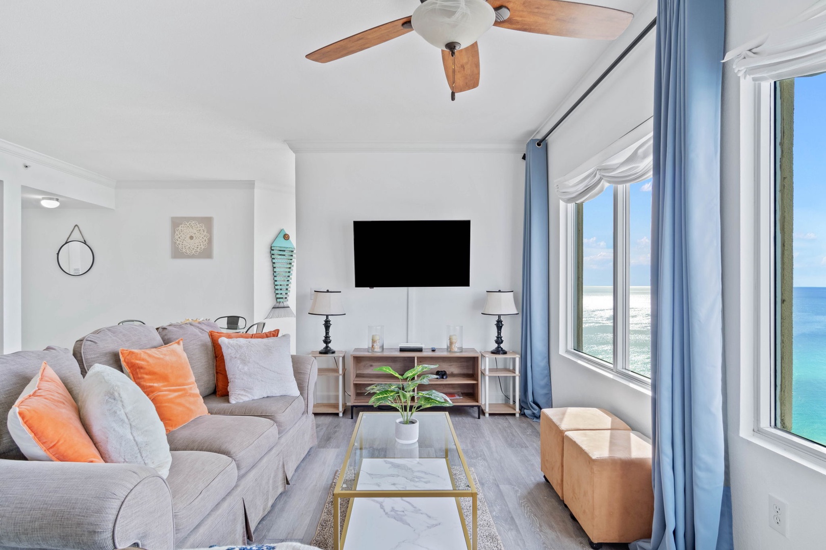 Living area with a sleeper sofa