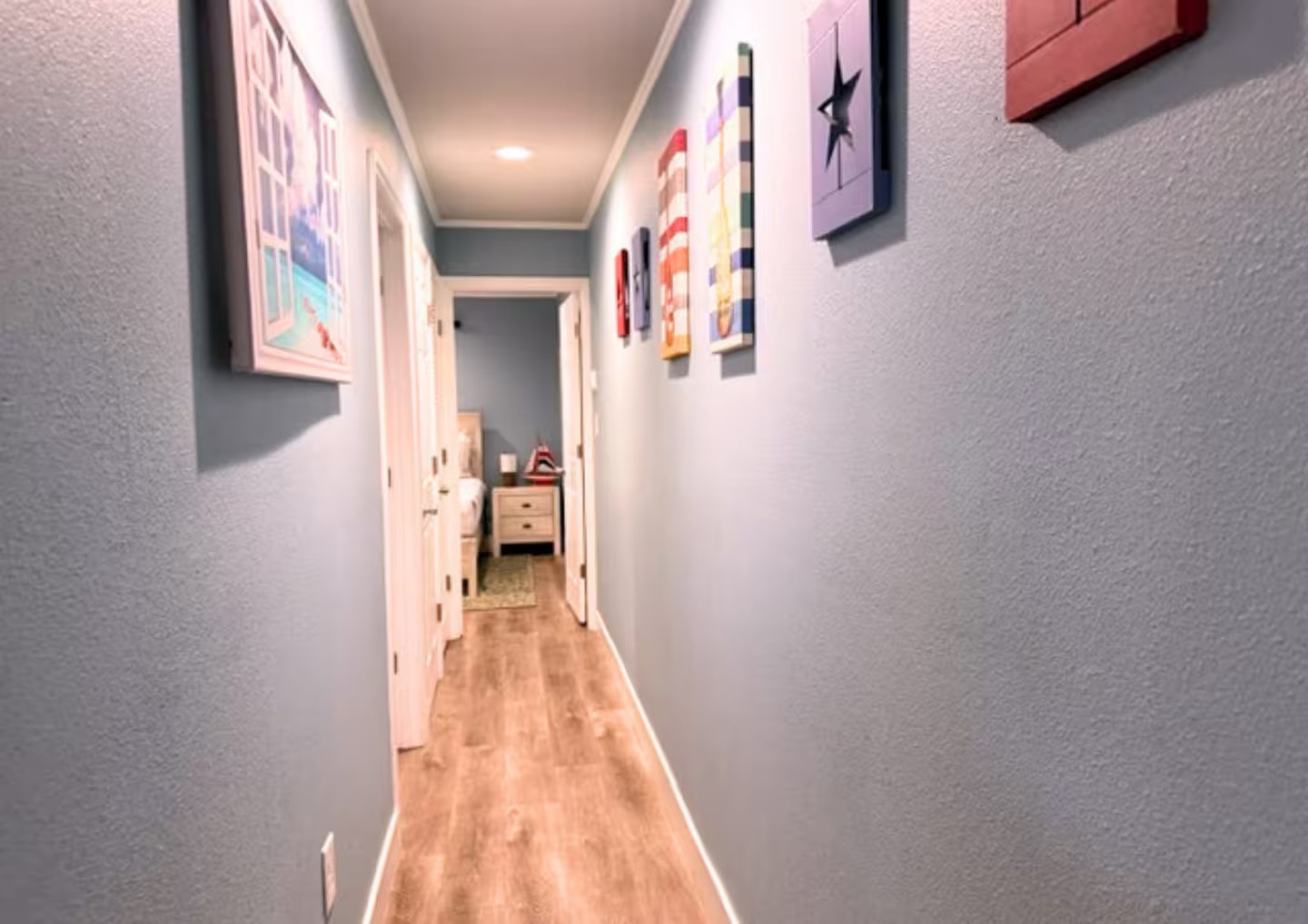 Hallway to guest bedrooms