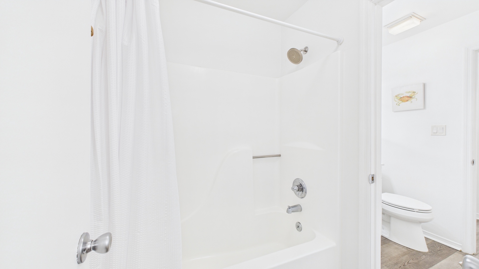 Jack and Jill bathroom with shower and tub combo