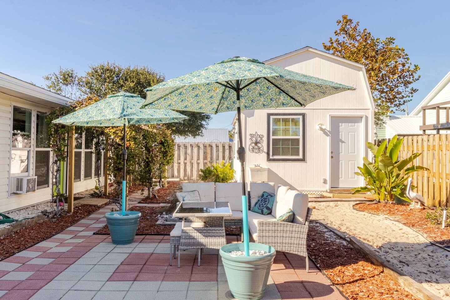 Back patio with ample seating