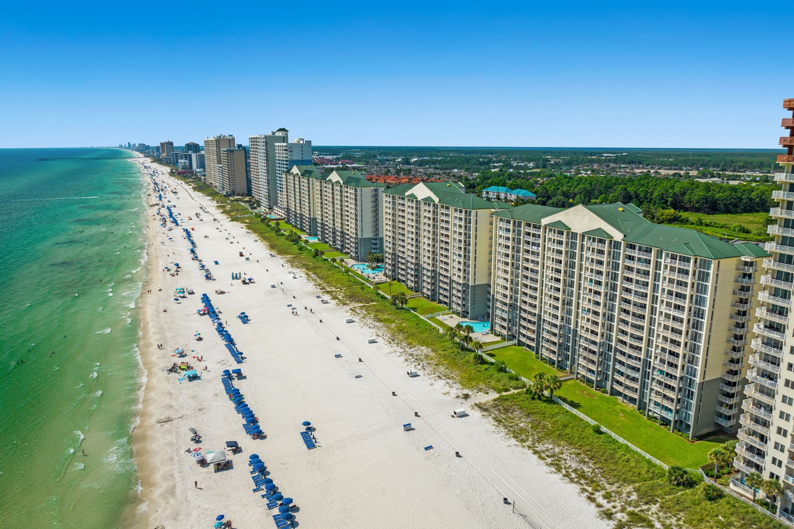 Aerial view of long beach towers 1-4