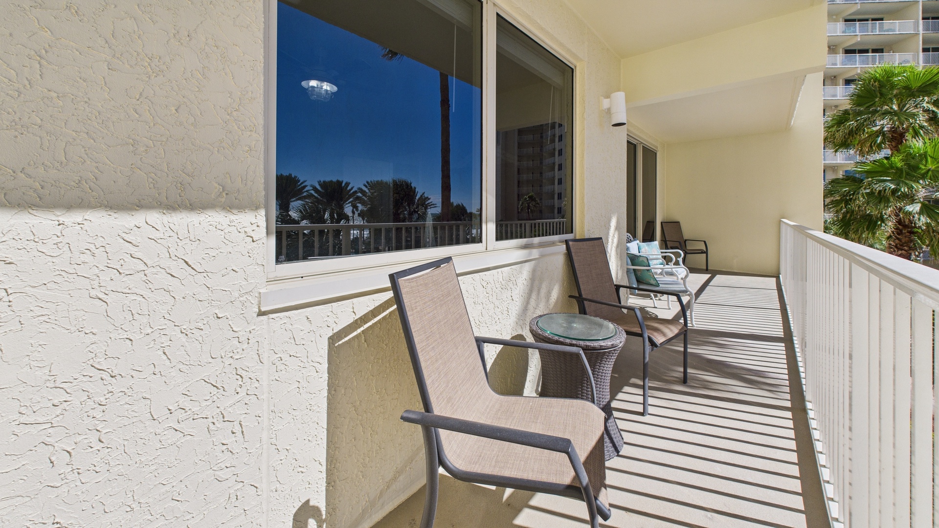 Balcony with ample seating and scenic views
