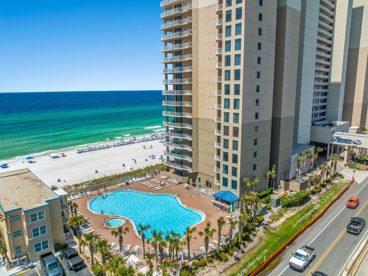 Aerial view of resorts pool