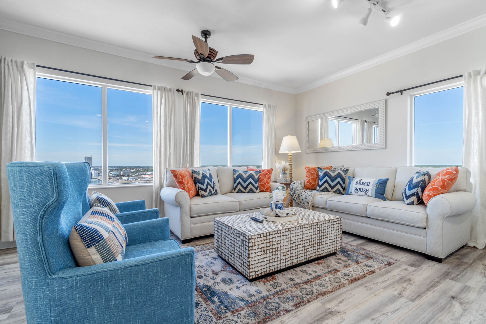 Living room with a queen sofa bed