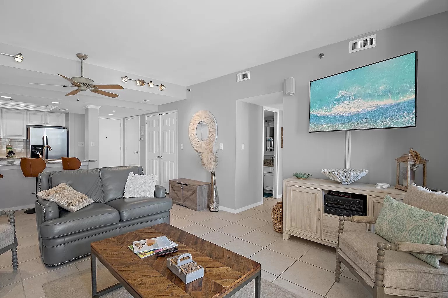 Living room with gulf views