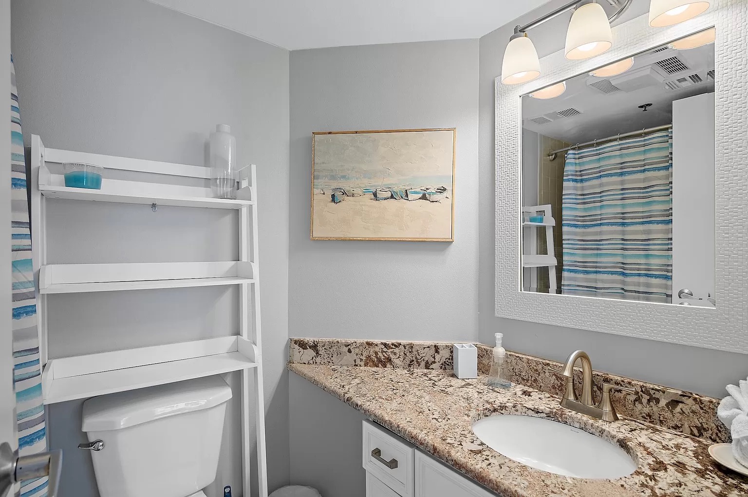Full bathroom found off of the living room