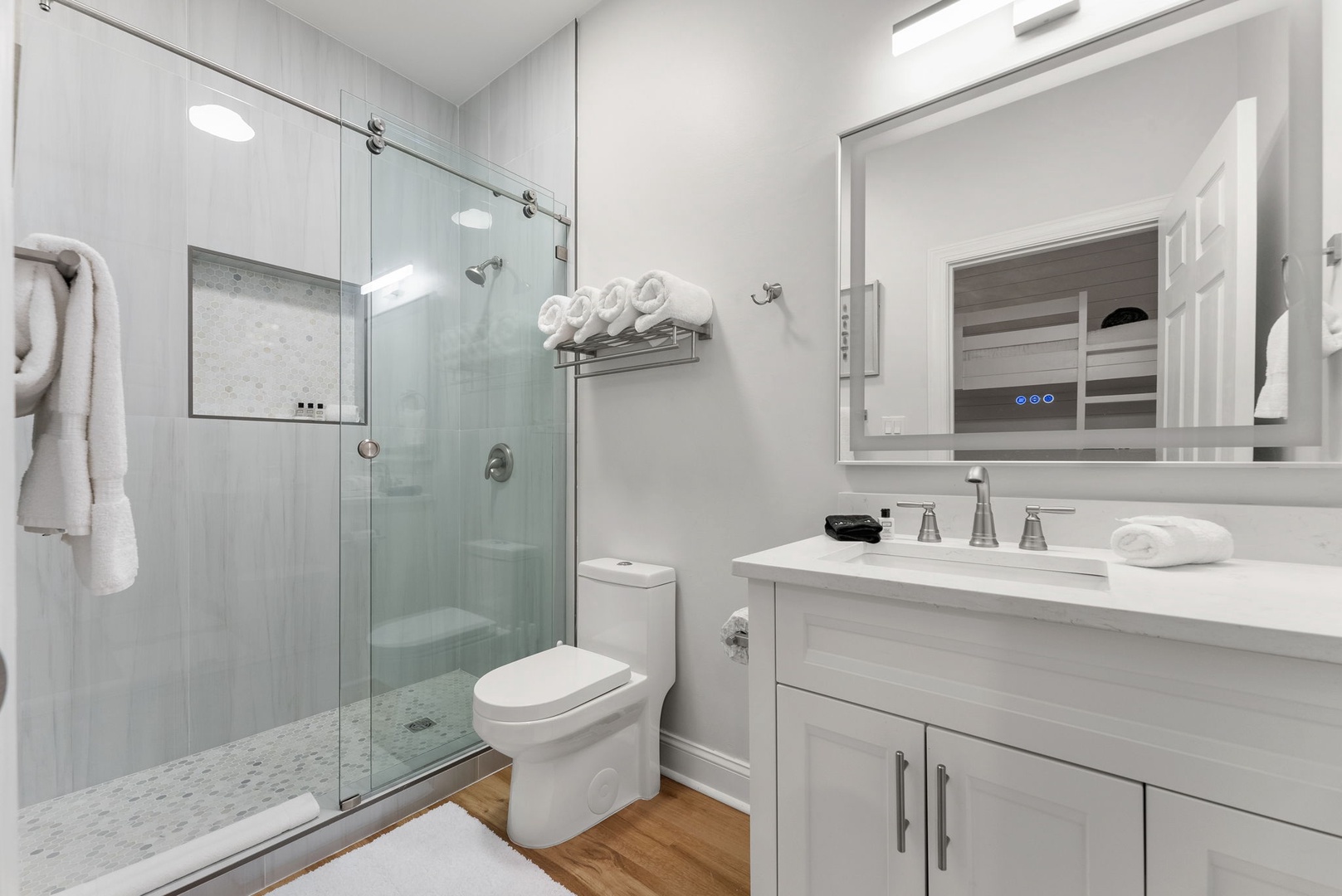 Full bathroom with beautiful walk in shower