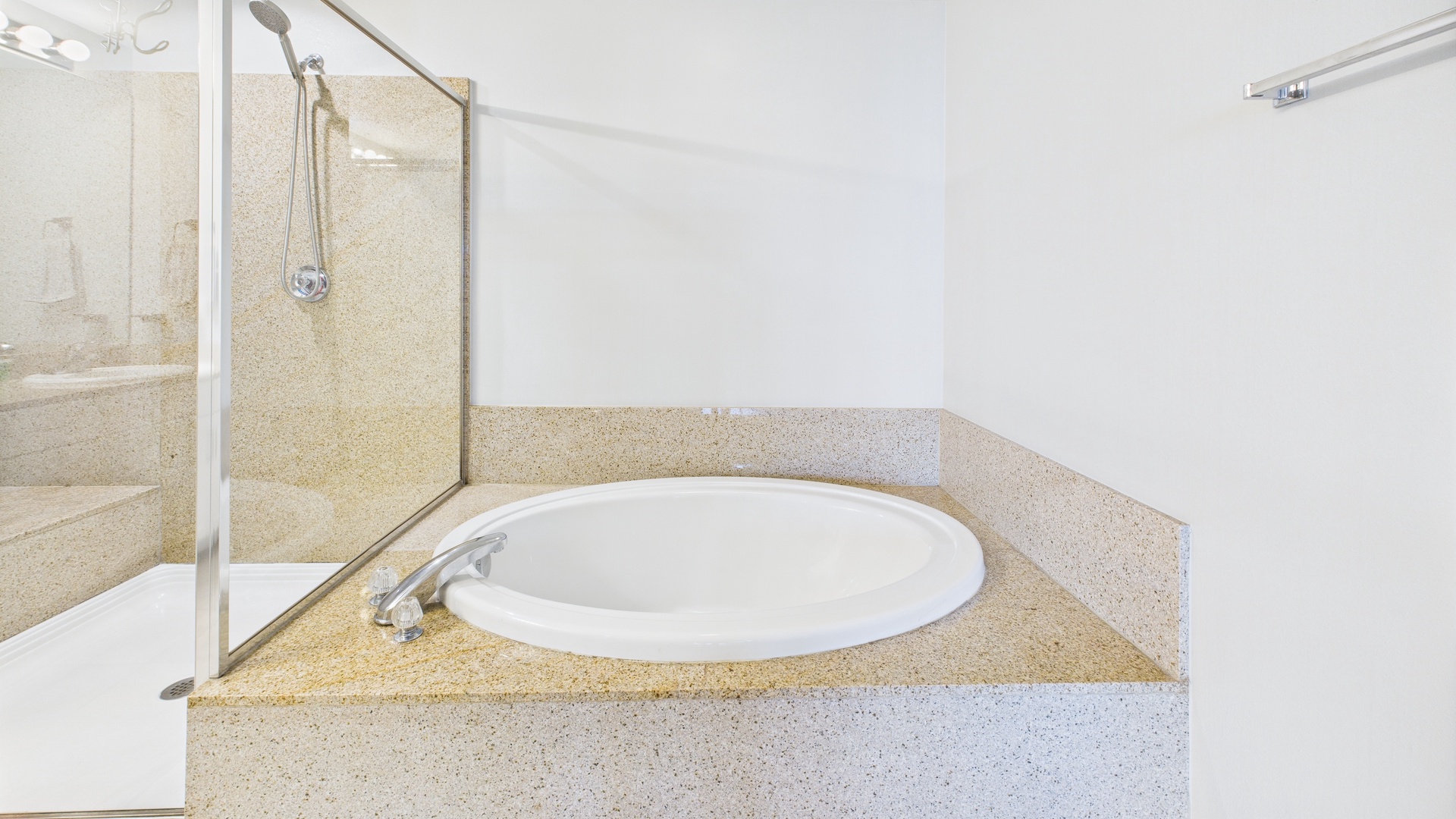 Master bathroom with jacuzzi tub and walk in shower