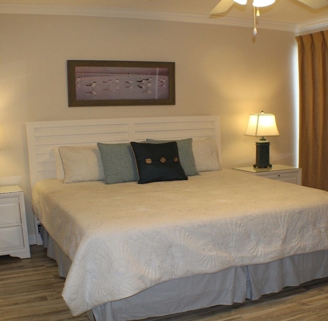 Master bedroom with king-sized bed