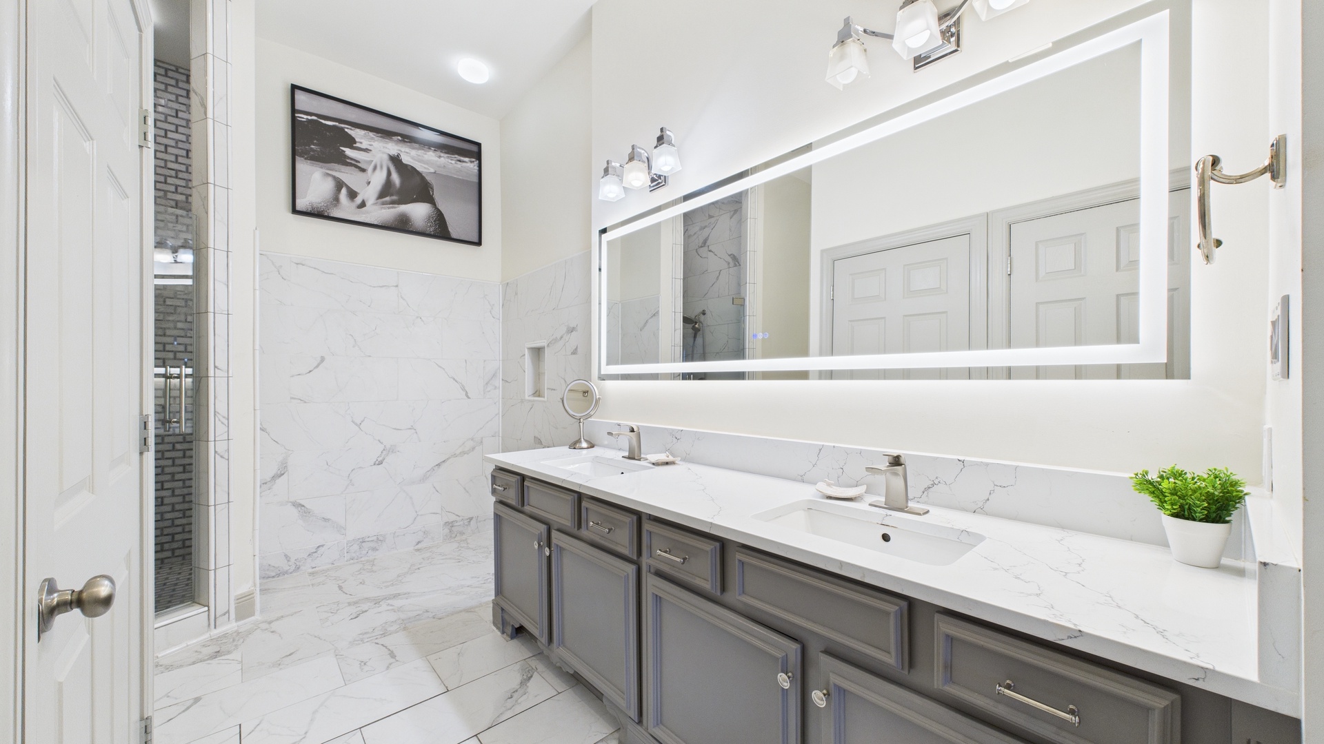 Master bathroom with dual vanity