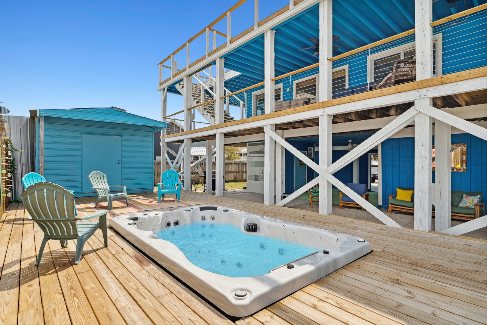 Backyard patio shared with unit A downstairs