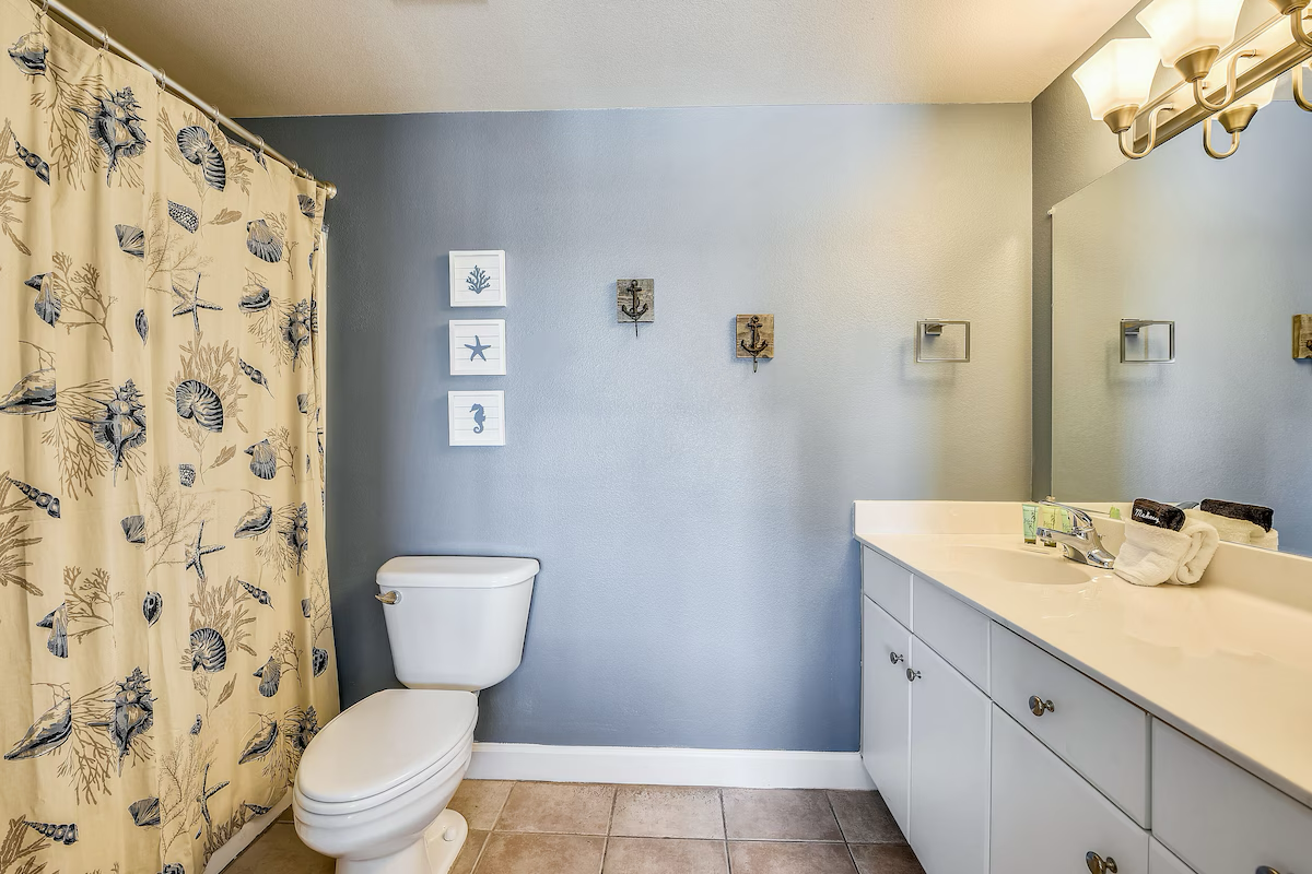 Guest bathroom with shower and tub combo