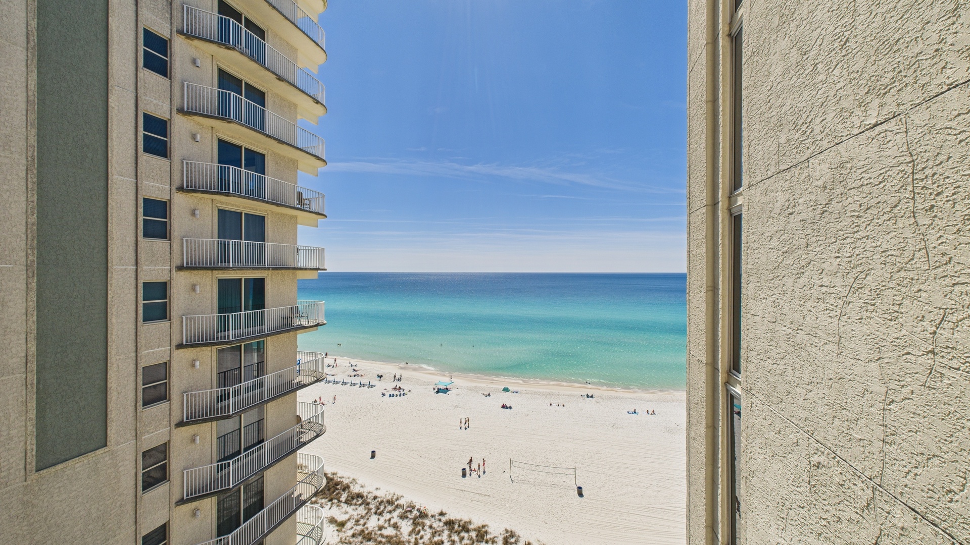 Balcony with beautiful coastal views