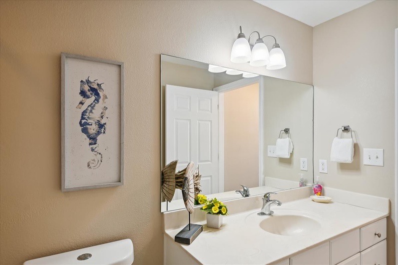 Primary bathroom with shower and tub combo