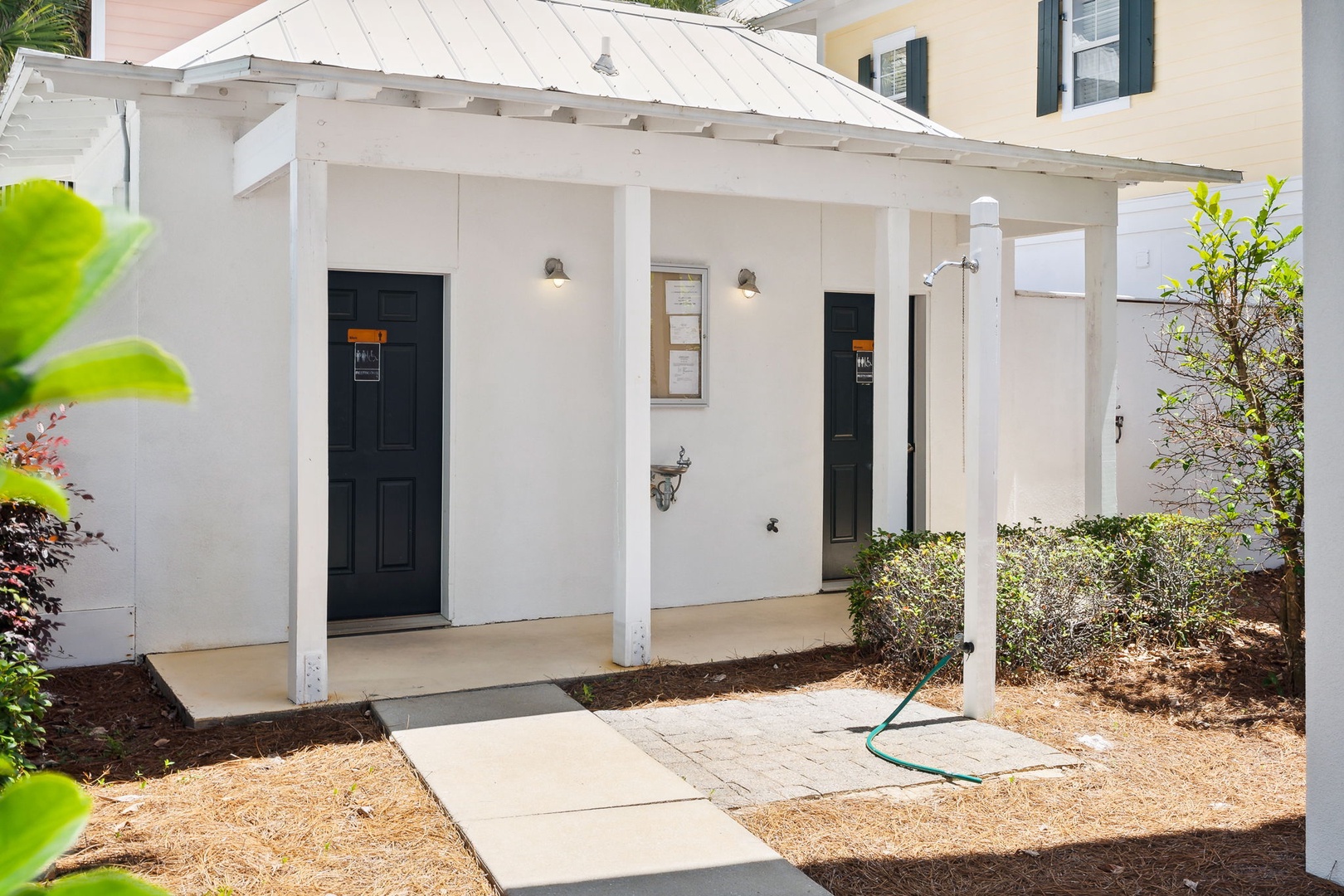 Outdoor shower and Restrooms