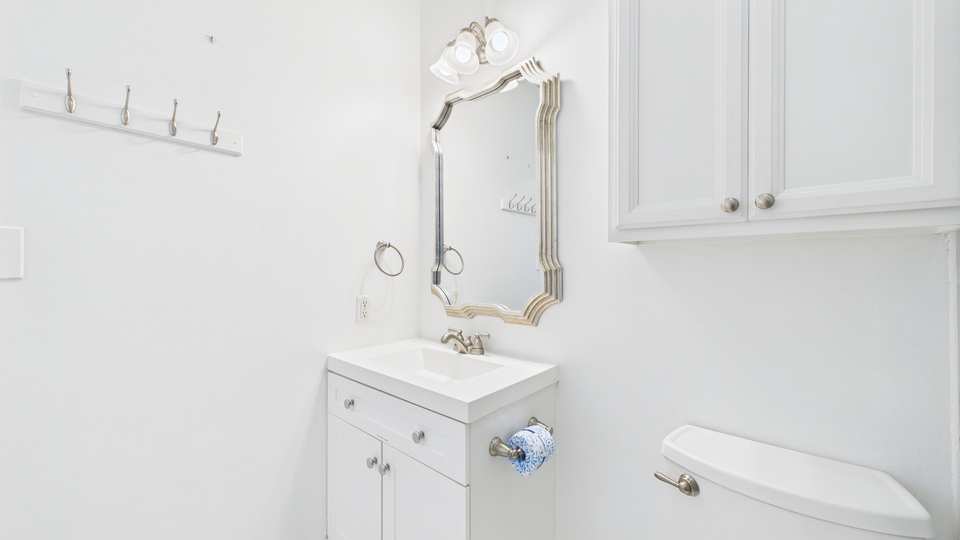 Bathroom with beautiful walk in shower and vanity