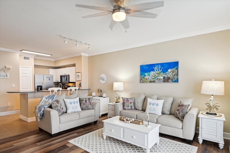 Living area with sleeper sofa and rollaway bed available