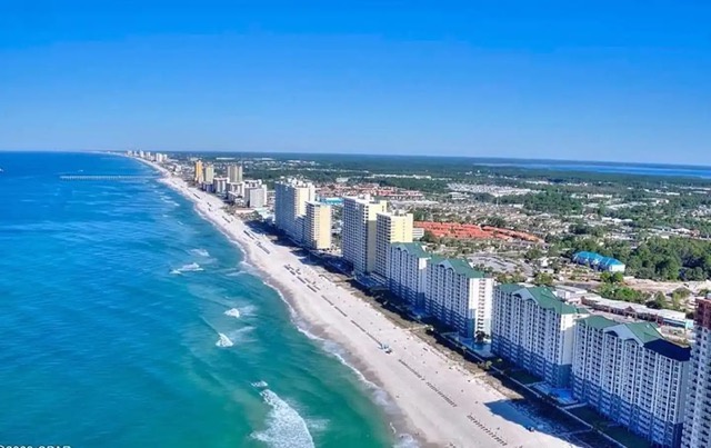 Aerial view of long beach towers 1-4