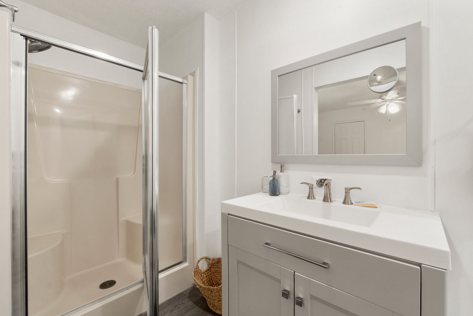 Primary bathroom with standing shower