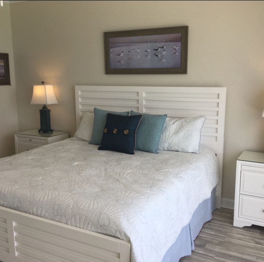 Master bedroom with king-sized bed