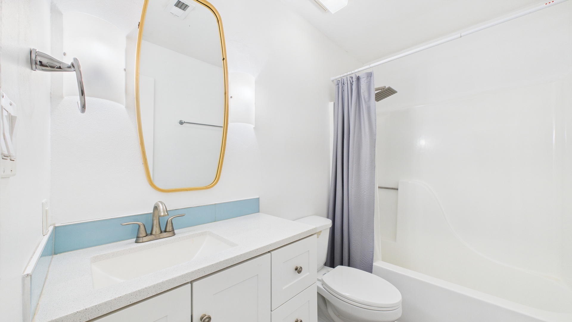 Primary bathroom with shower and tub combo