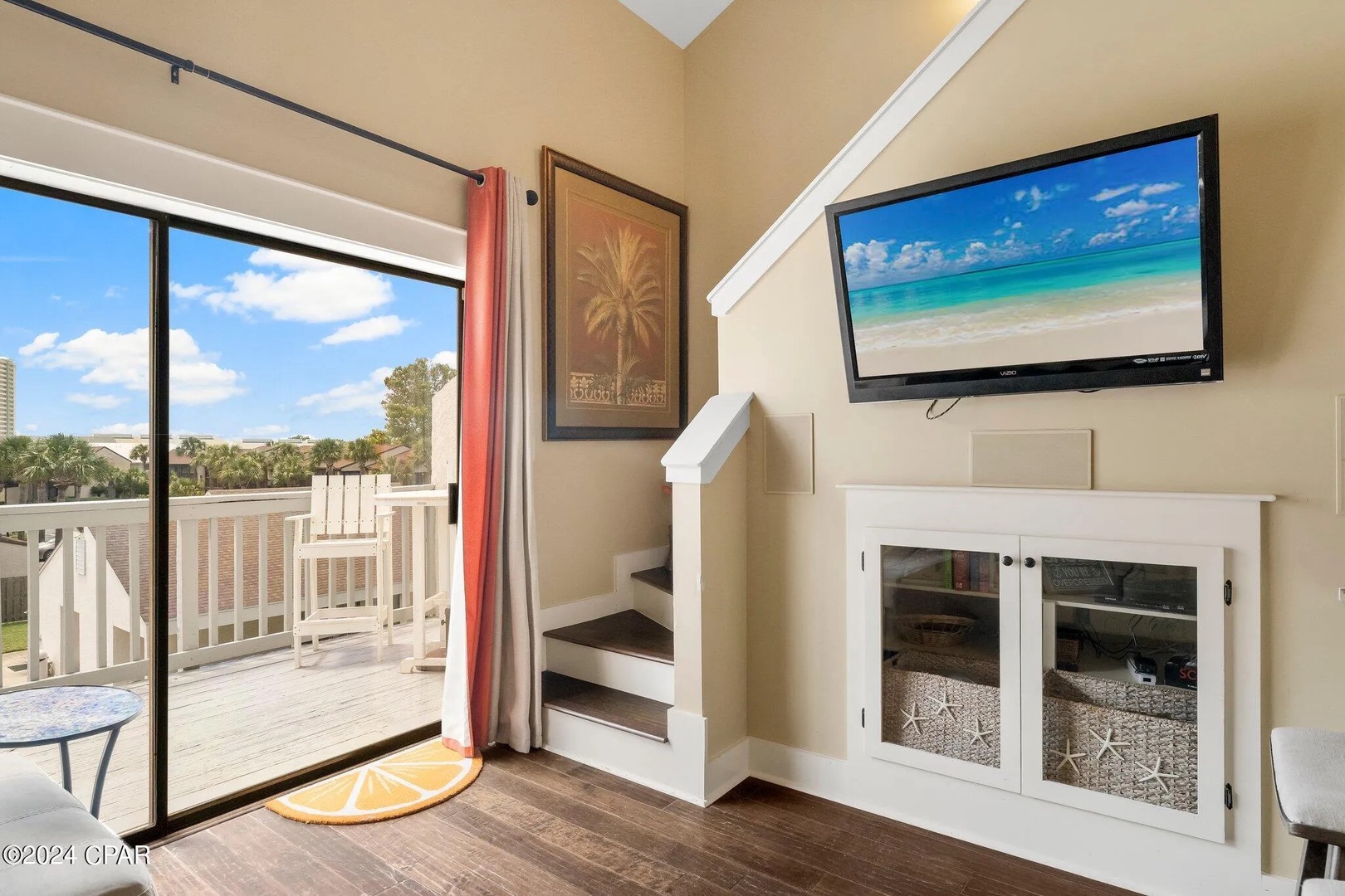 Stairs leading to level 2 which has the 2 bedrooms upstairs