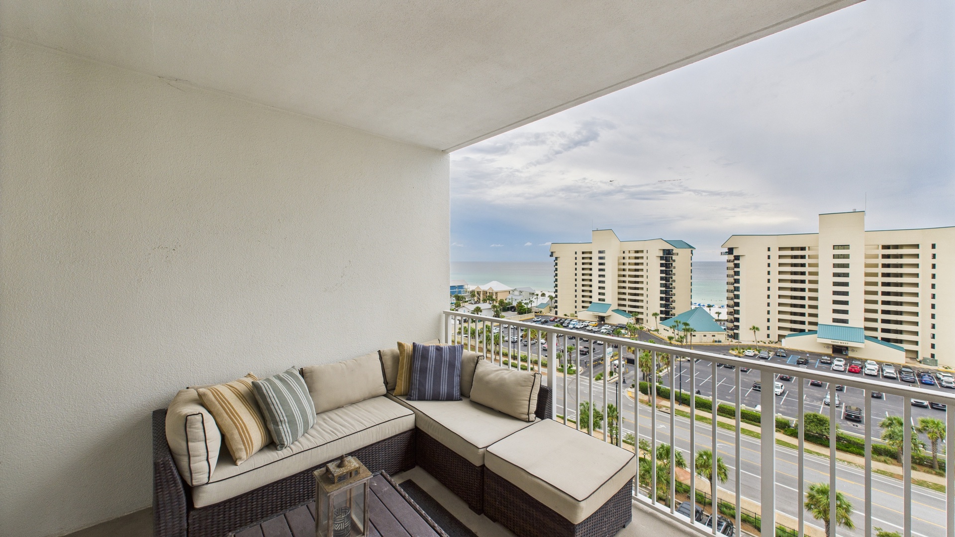 Ample lounging and dining seating balcony