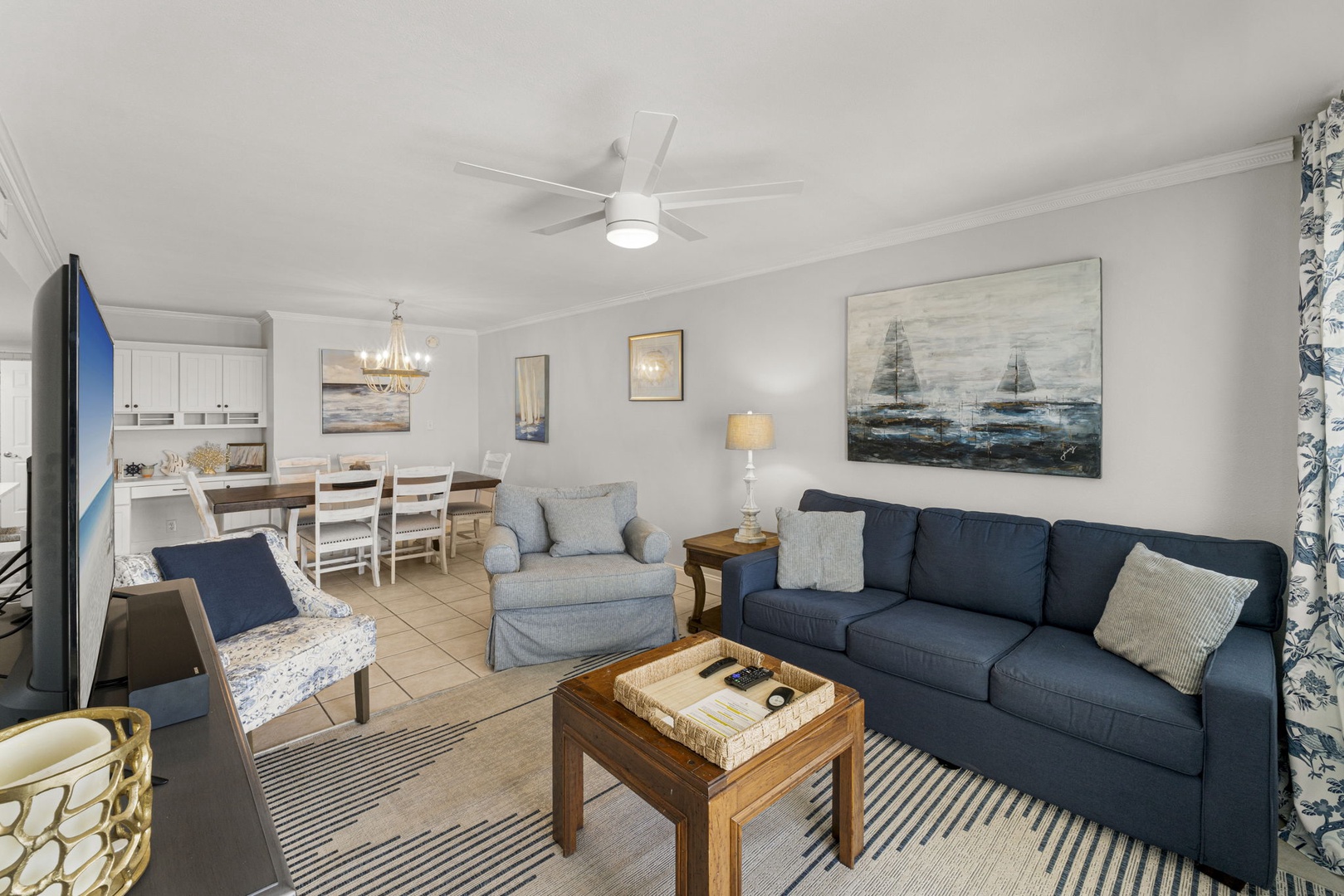 Living room with sleeper sofa & balcony access