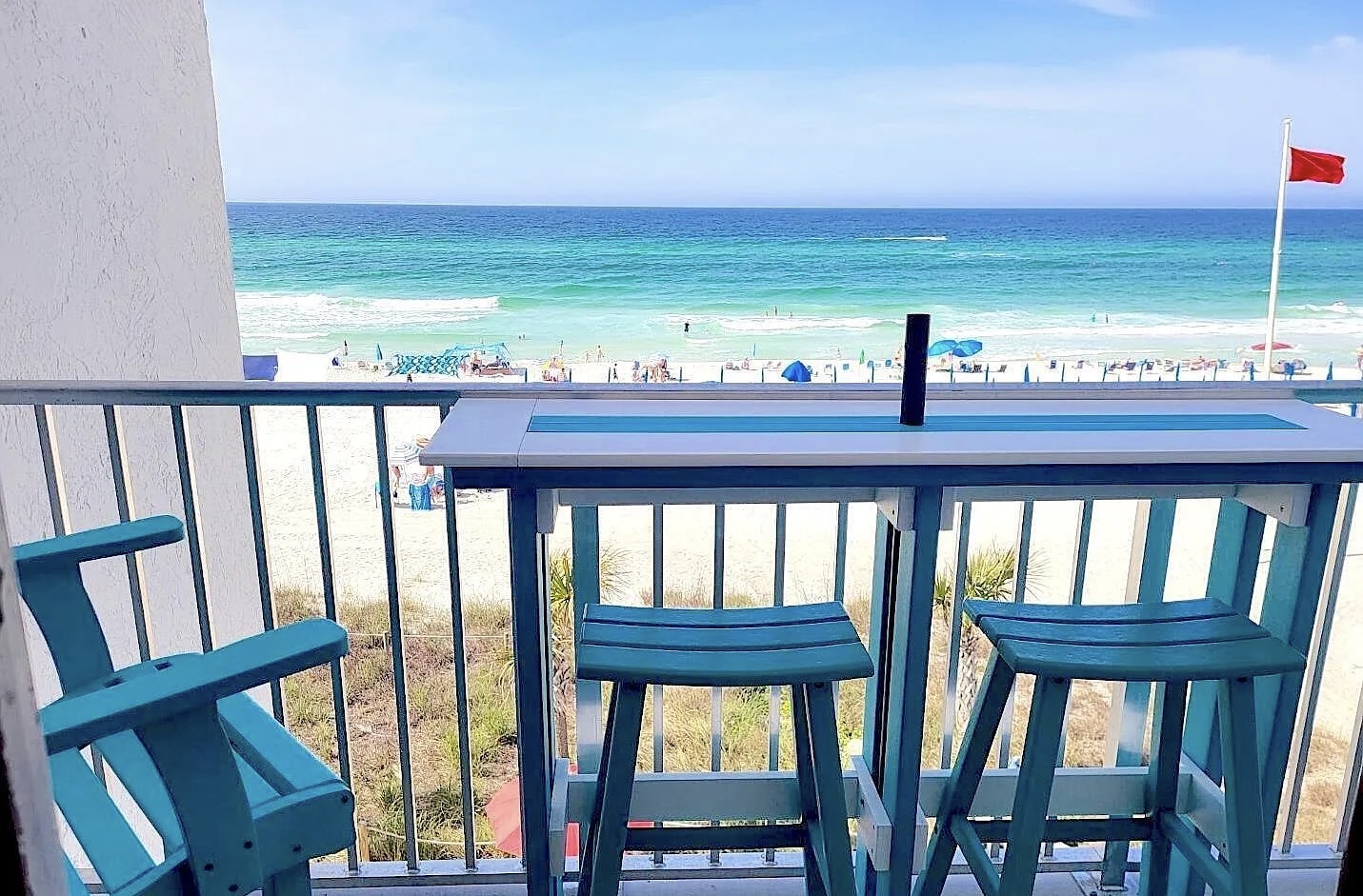 Scenic coastal views from balcony