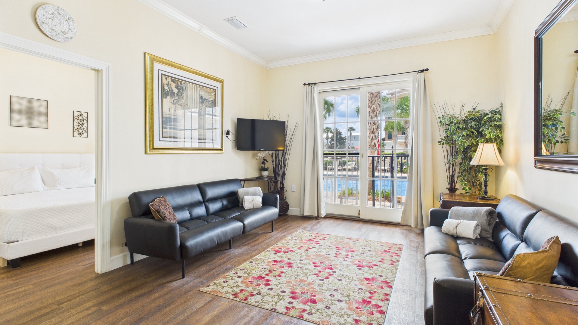 Living area with 2 sofa beds