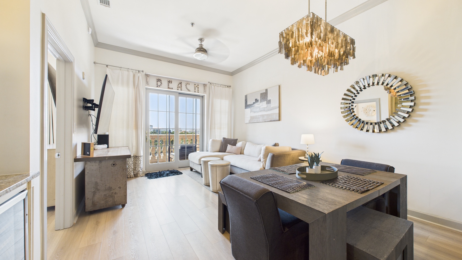 Dining table and living area