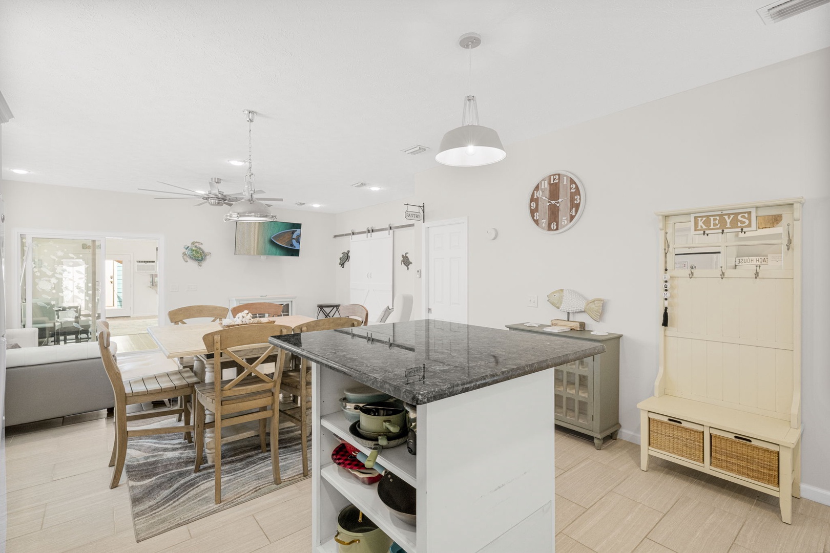 Kitchen island and dining area