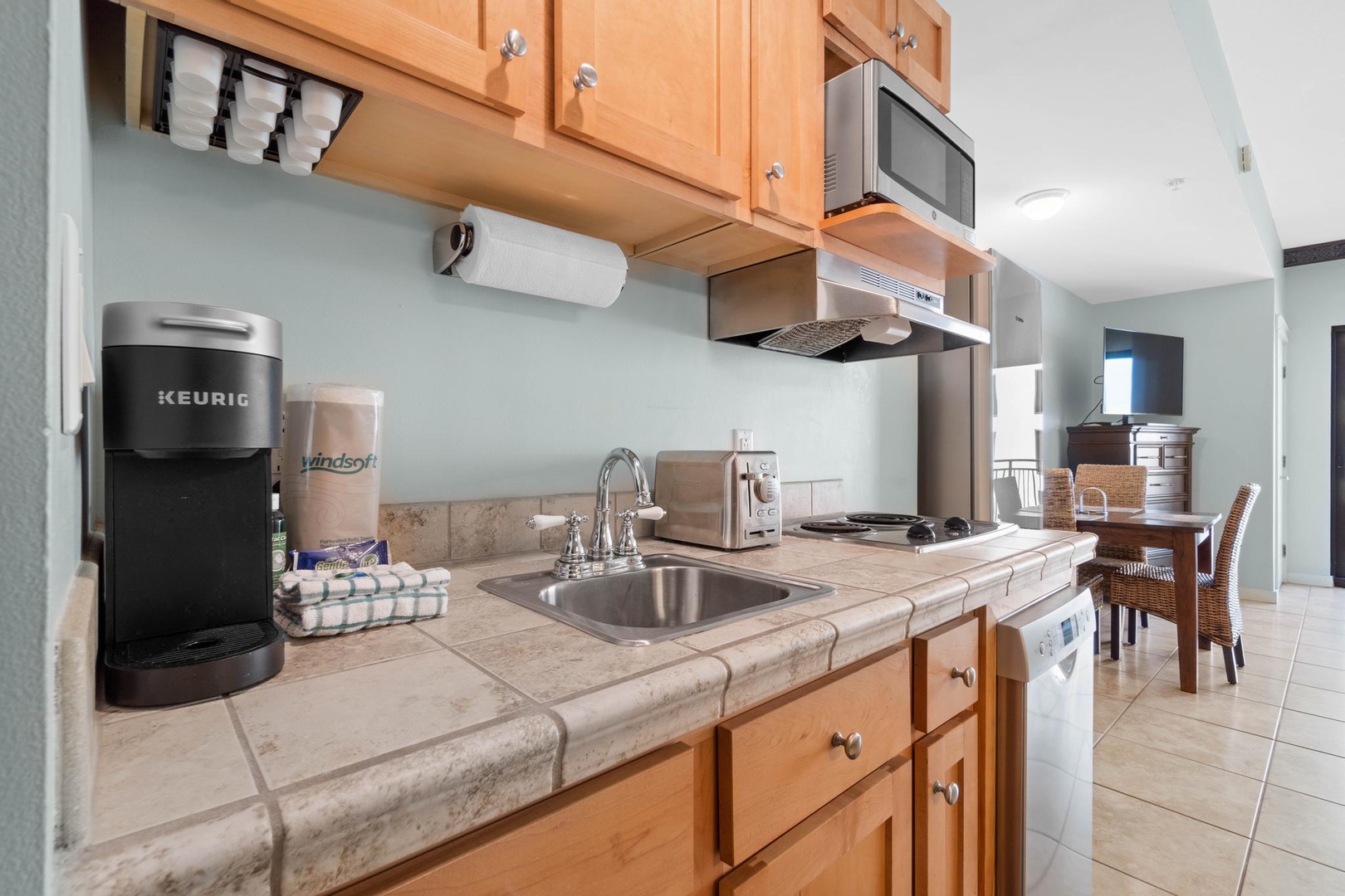 Kitchenette with microwave