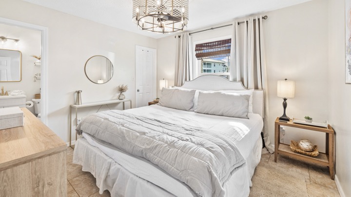 Primary bedroom with king bed