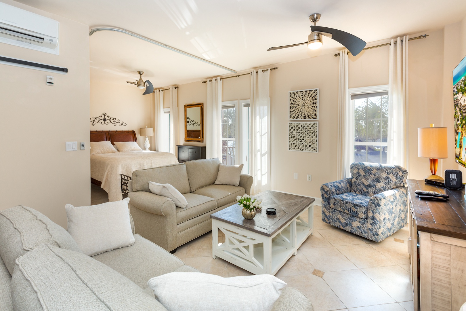 Living area with sleeper and murphy sofa