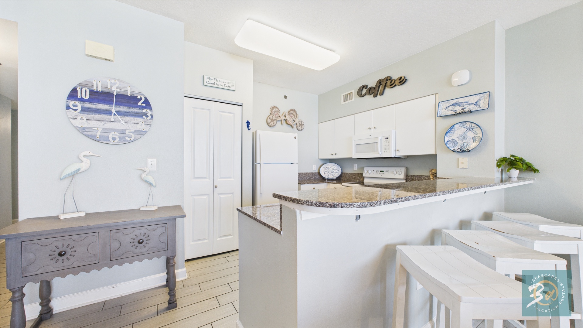 Breakfast bar on kitchen counter