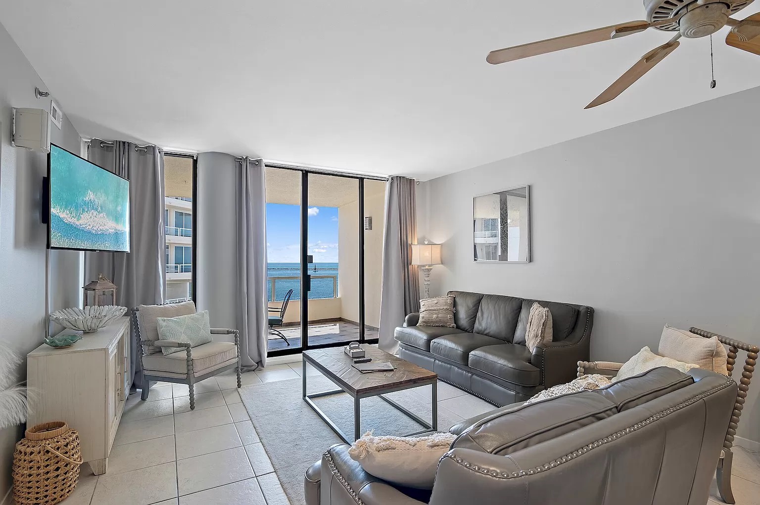 Living room with gulf views