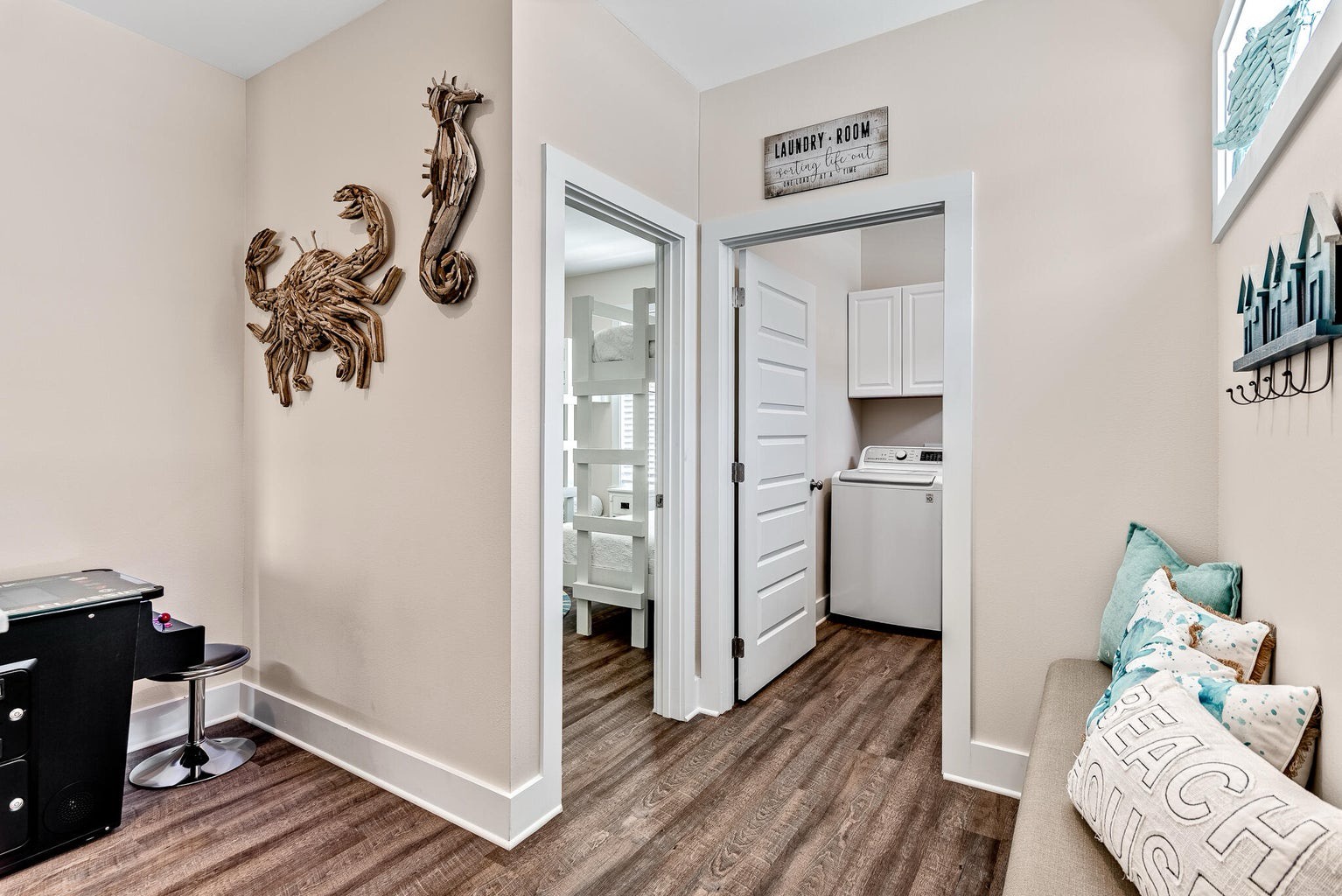 Laundry closet and bedroom