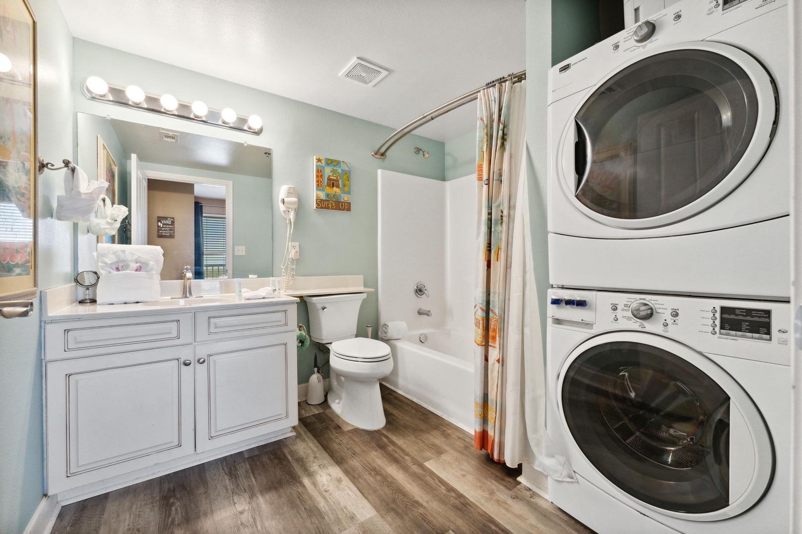 Guest bathroom with washer & dryer