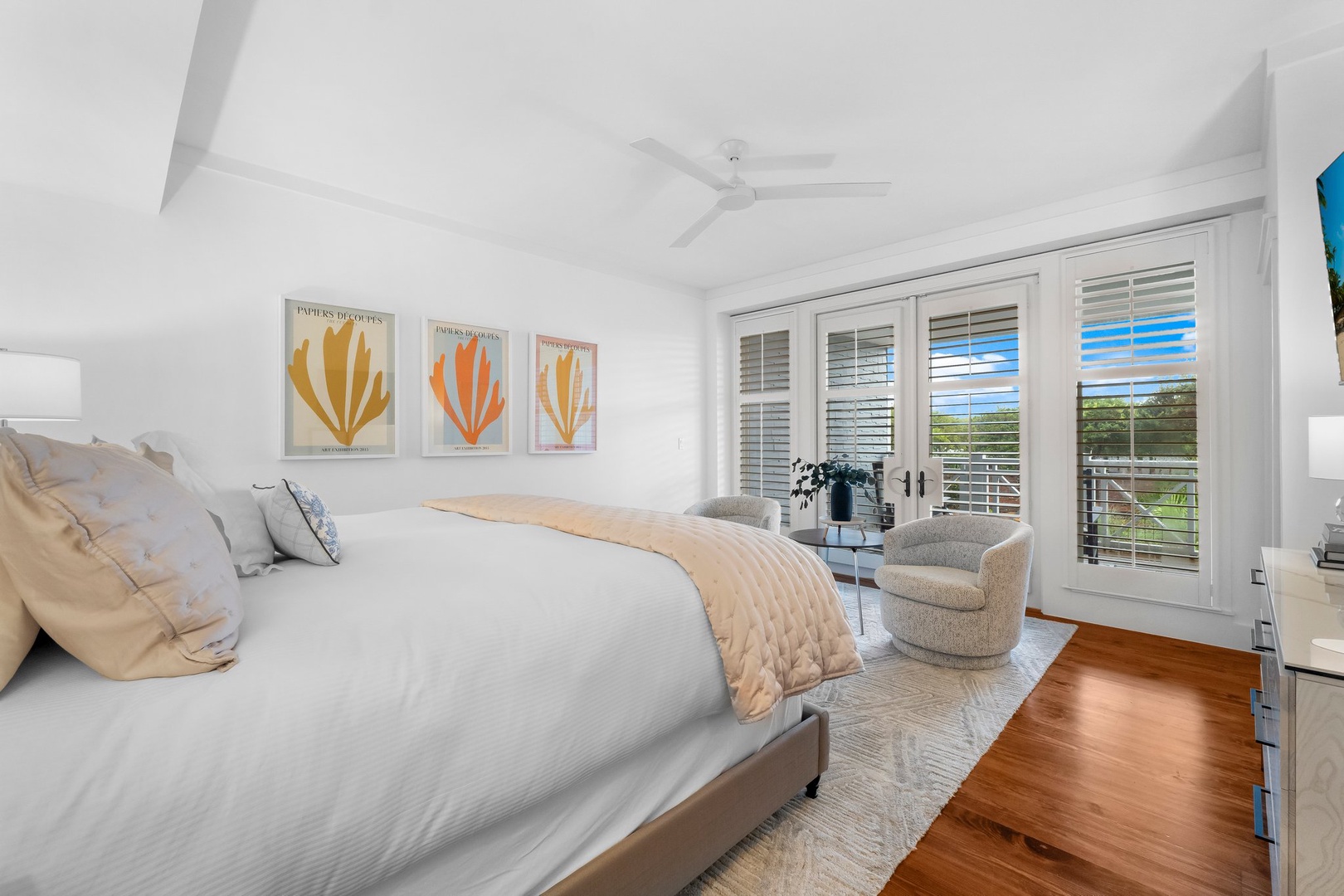 Primary bedroom with king bed