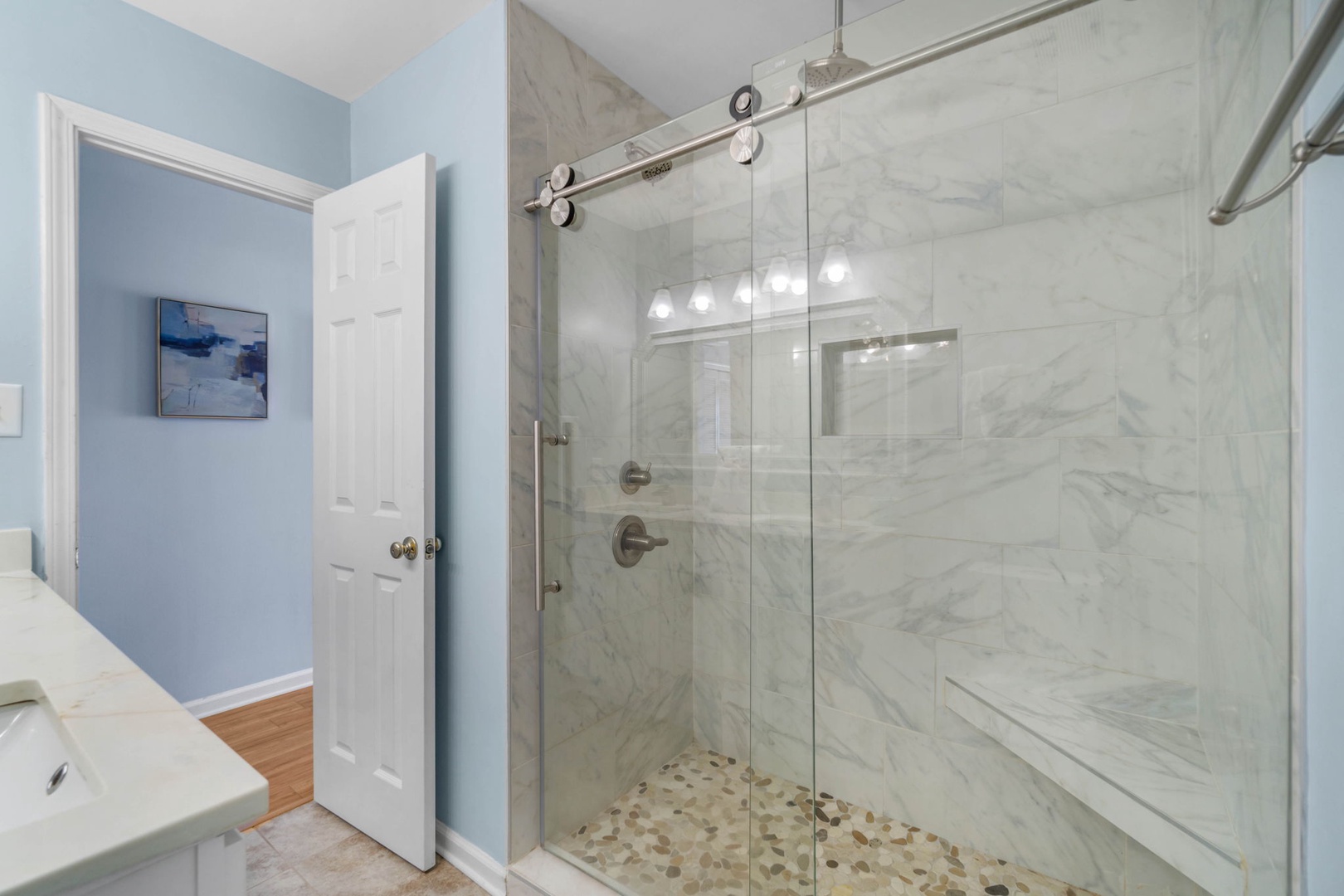 Master bathroom with walk-in shower