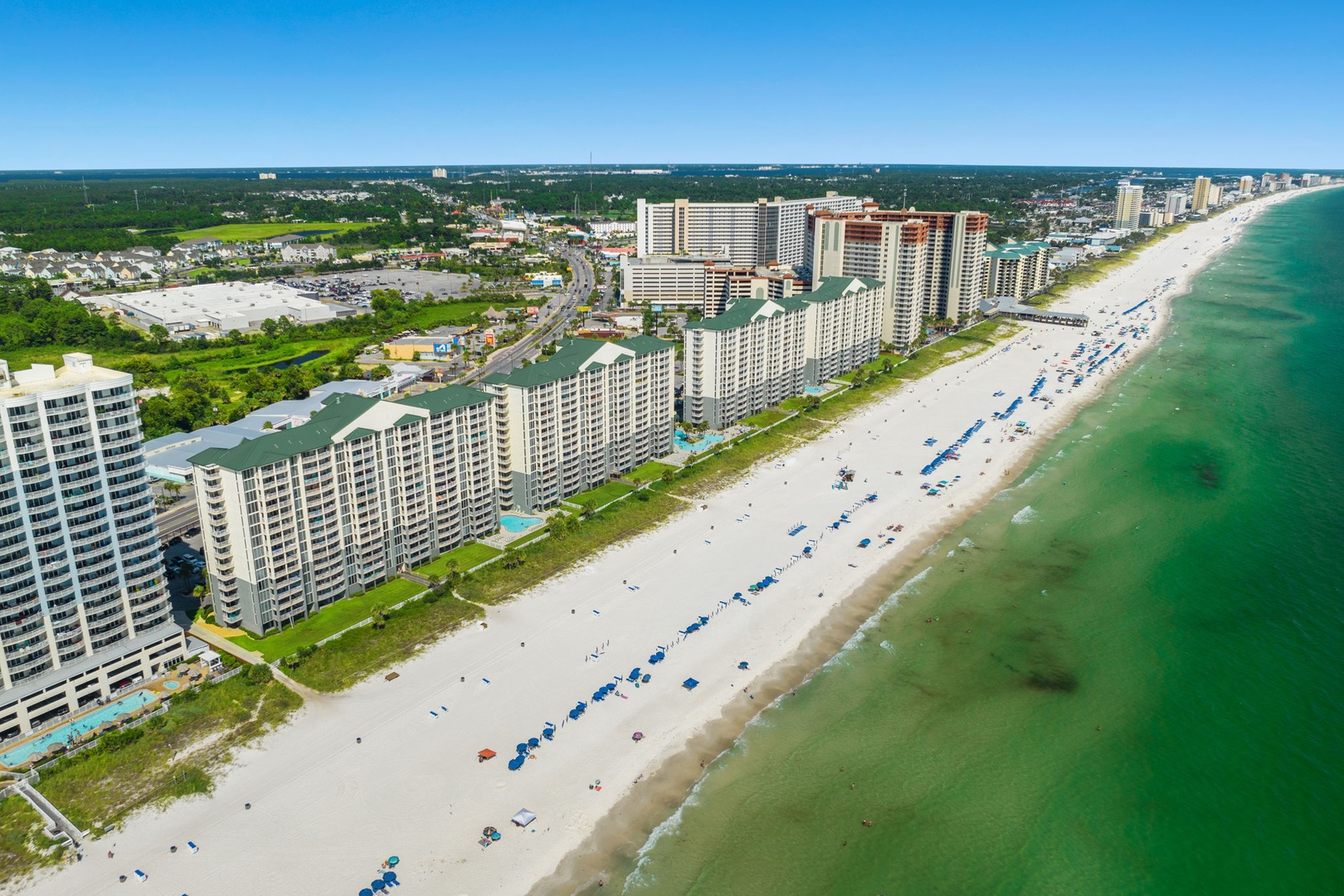 Aerial view of long beach towers 1-4