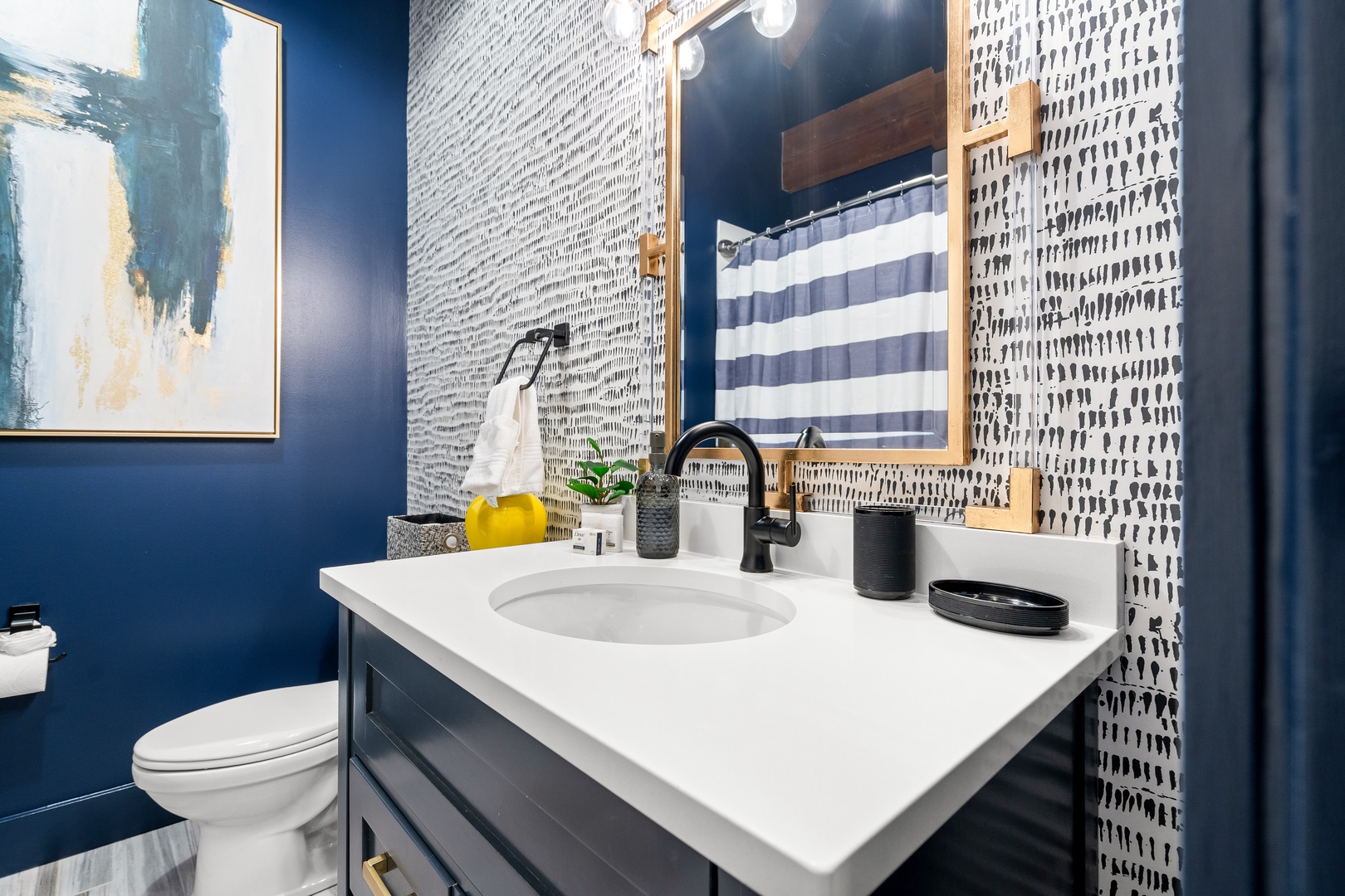 Second full bathroom with shower and tub combo