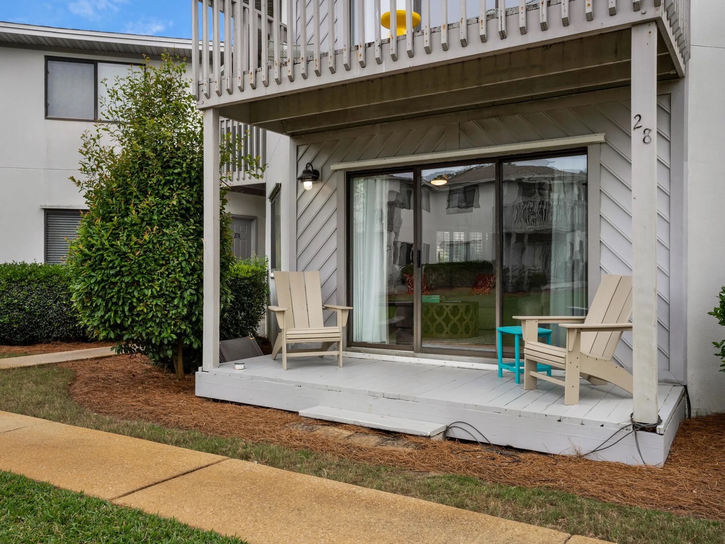 Patio with scenic views and seating for 2.
